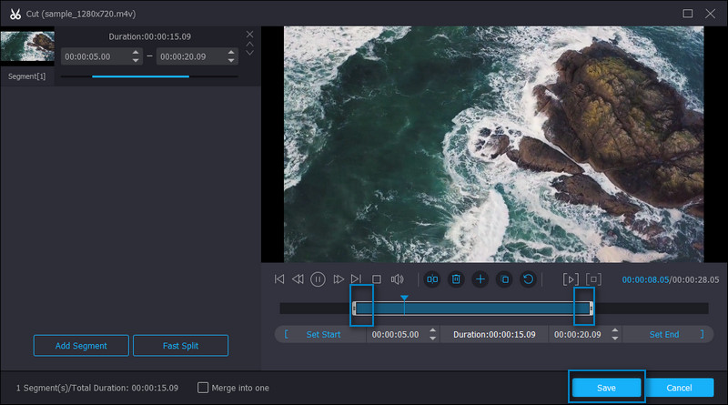 Vidmore M4V をカット