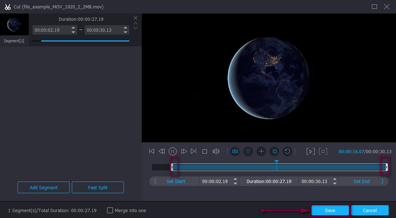 Vidmore MOV動画カット