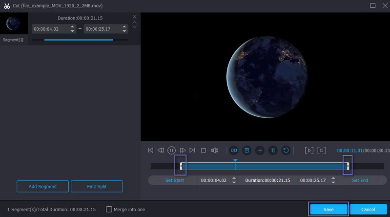 Vidmore で MOV をカット