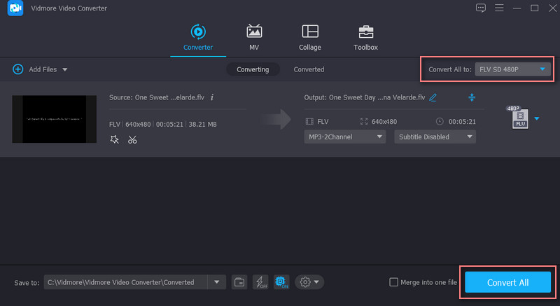 Vidmore カットしたFLVを保存