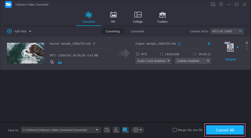 VidmoreでトリムしたMTSを保存