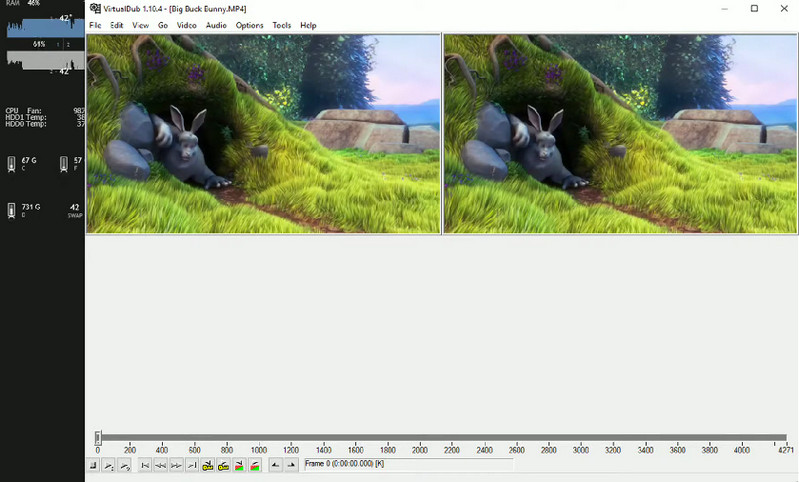 VirtualDub インターフェース