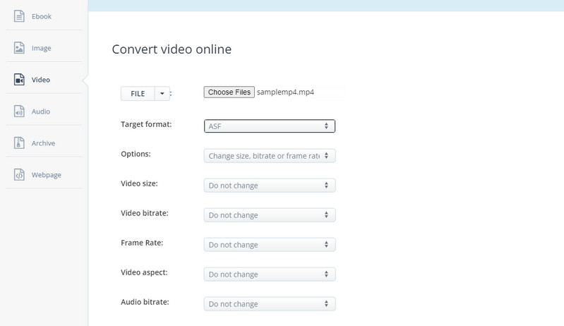 AconvertCom インターフェース