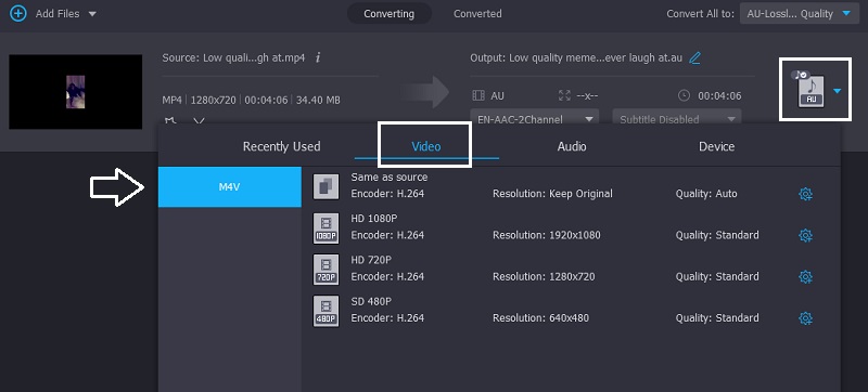 M4V を選択 Vidmore