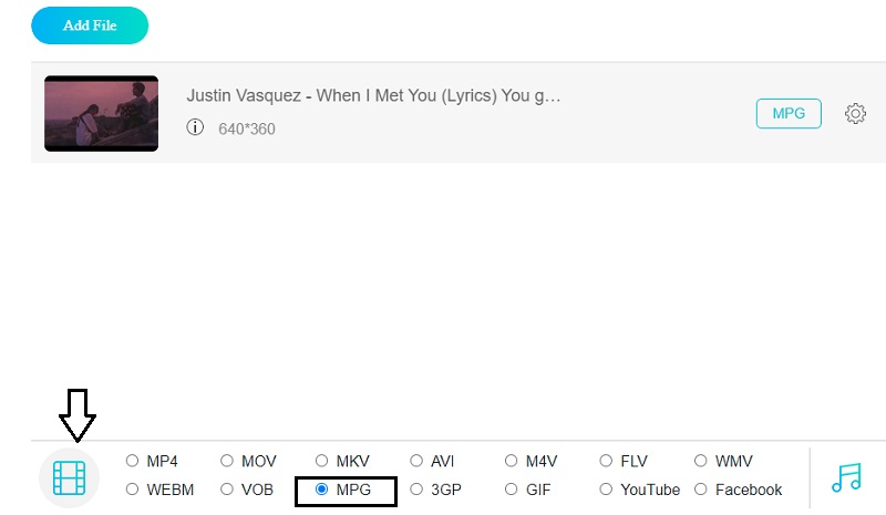 MPG を選択 Vidmore オンライン