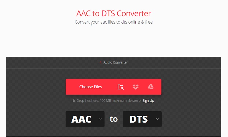 Convertio で AAC を DTS に変換