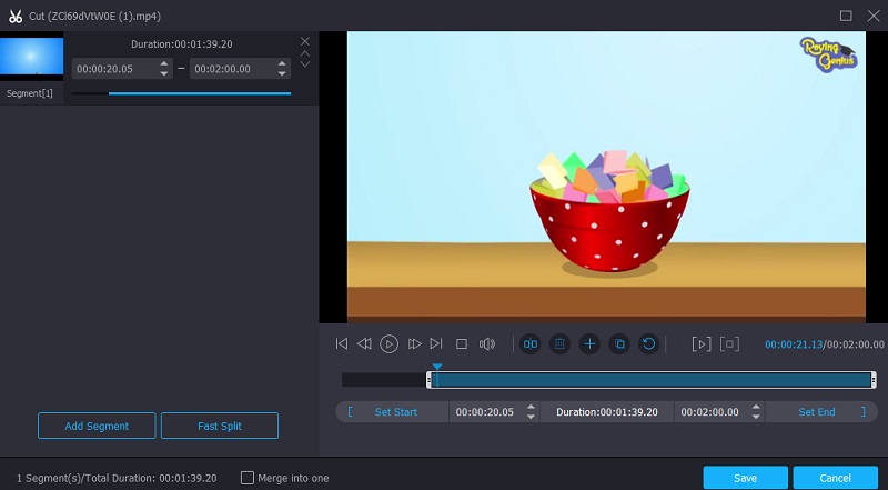 ビデオクリップをカット Vidmore