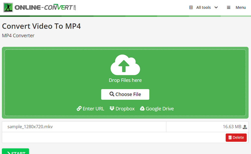 Online Convert インターフェース