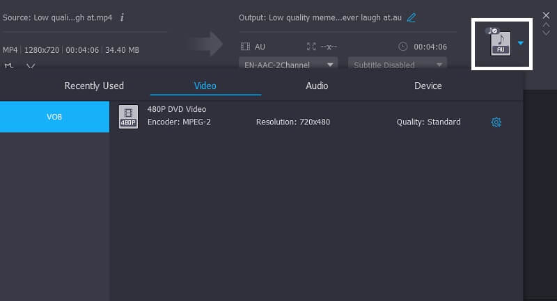 VOB を選択 Vidmore