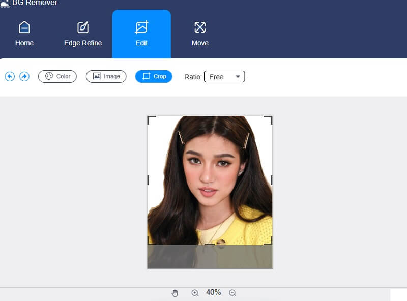 Vidmore Background Remover のトリミングをクリック