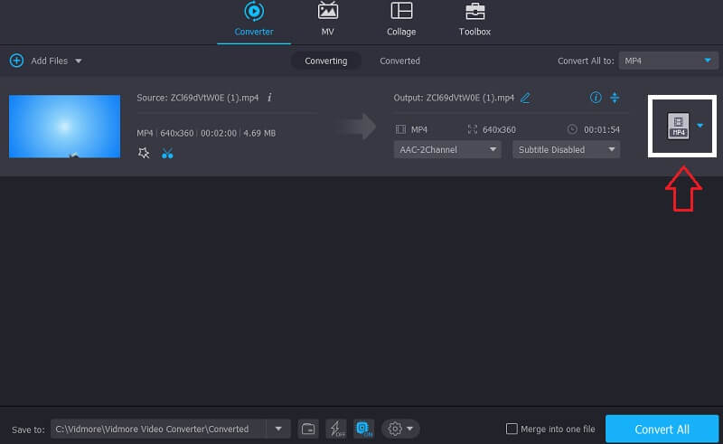 プロファイルをクリック（Vidmore）