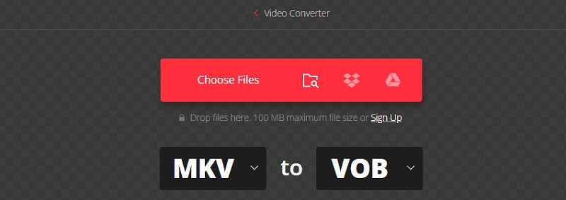 MKV を VOB に変換 Convertio