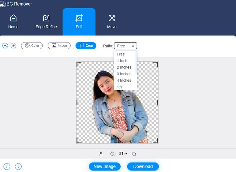 トリミング Vidmore Background Remover Online