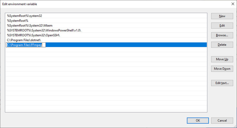 FFMPEG をインストール