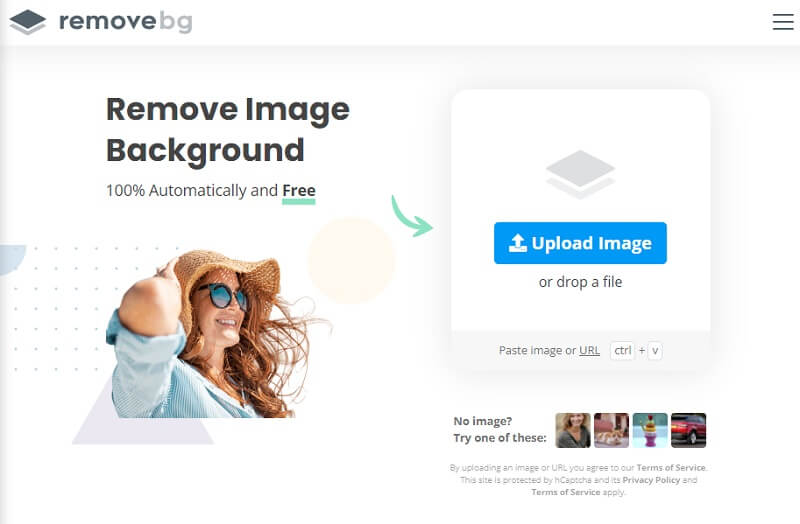 Removebg に画像をアップロード