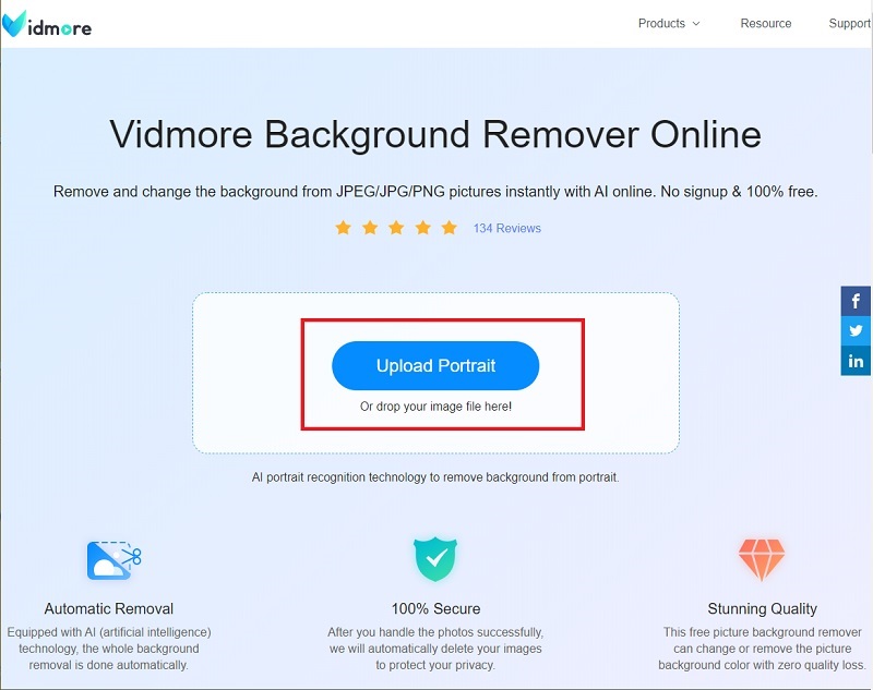 Vidmore 写真をアップロード