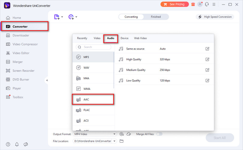 Wondershare AMR から AAC へ