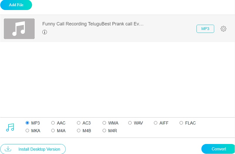 Vidmore オンラインで MPA から MP3 に変換