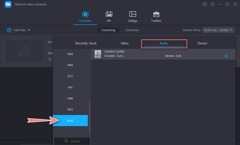オーディオフォーマットを選択