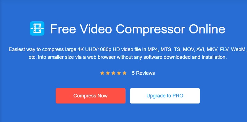 Vidmore オンラインで Compress Now を選択