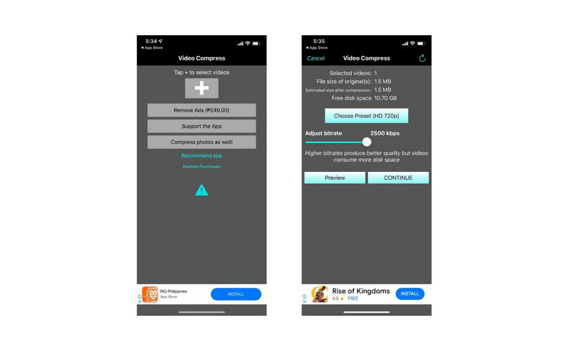 Video Compress Shrink Vids アプリ