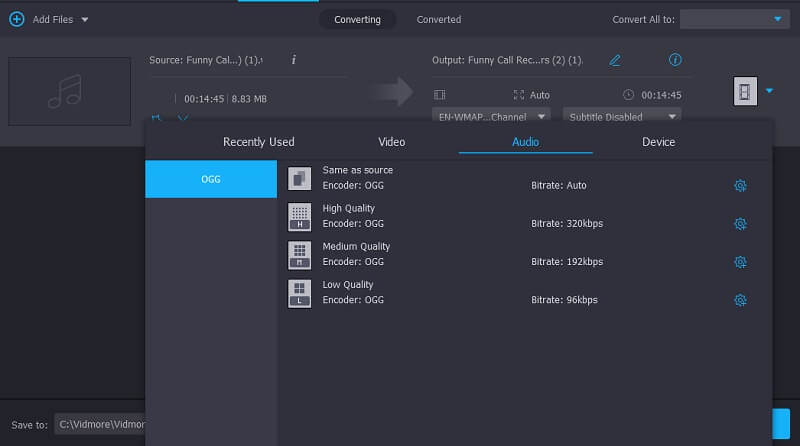 ファイルを選択 ターゲット Vidmore