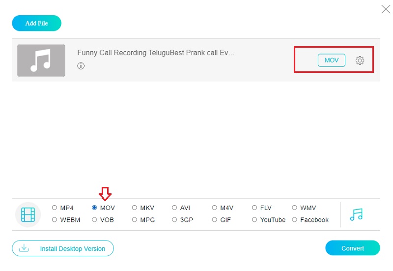 MOV を選択 オンライン Vidmore