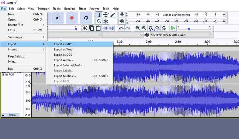 Audacity インターフェース VM