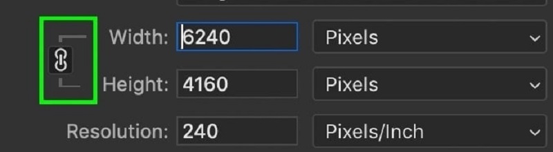 Photoshopのチェーンリンク（比率ロック）
