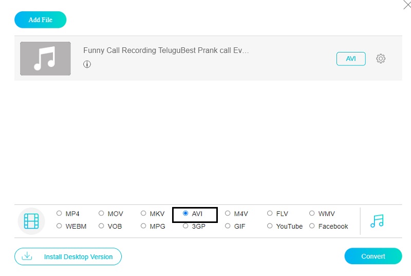M4AをAVIに変換 オンライン Vidmore