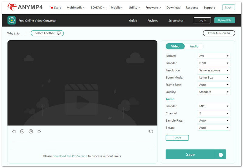 OGGをAVIに変換する　AnyMP4　別パネル