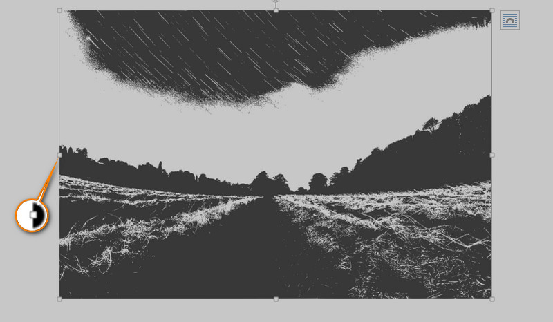 サイズ変更ハンドルをドラッグ