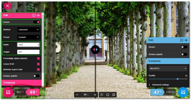 Twitter写真をリサイズ Squoosh ダウンロードアイコン