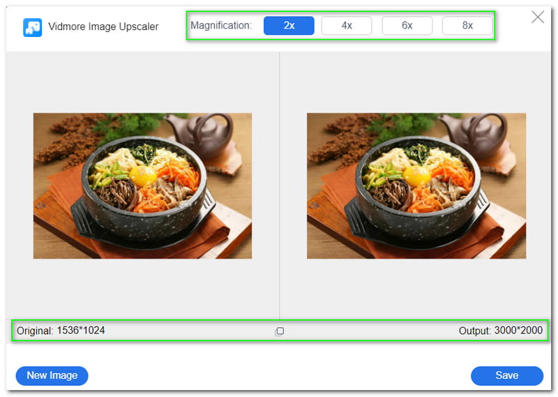 GIMPで画像サイズを変更する Vidmore Free Image Upscaler Online 拡大倍率
