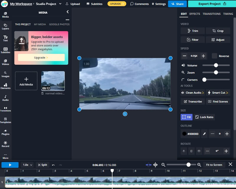 Kapwing をスロー再生