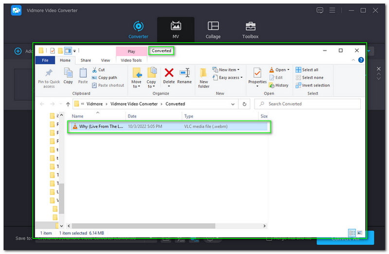 WAV to WEBM Vidmore Video Converter 変換済みフォルダー