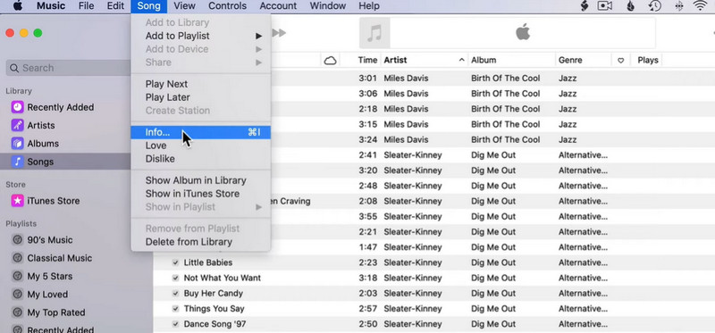 曲の情報にアクセス