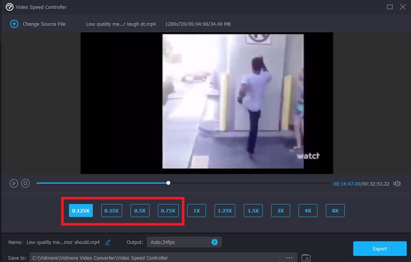 Vidmore で速度を変更