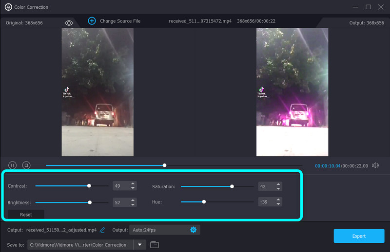 動画の色を調整