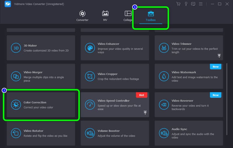 カラー補正ツール ツールボックス