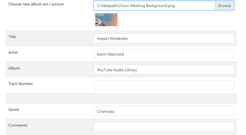 メタデータ TagMp3 を編集