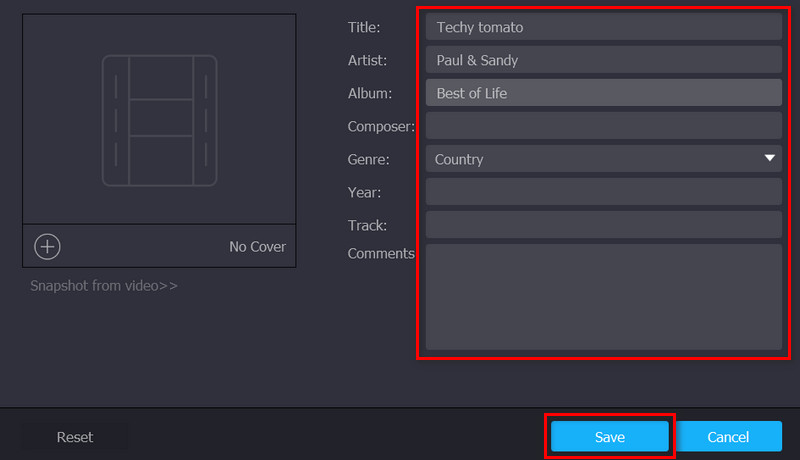 MKV タグを編集して保存