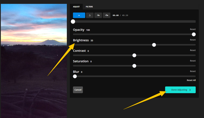 Kapwingで動画を明るくする