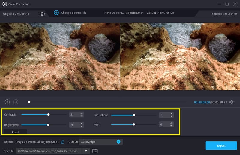 Vidmore コントラスト調整