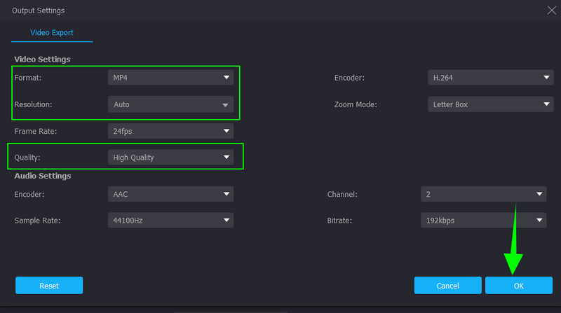 Vidmore 露出オーバー動画のプリセット設定