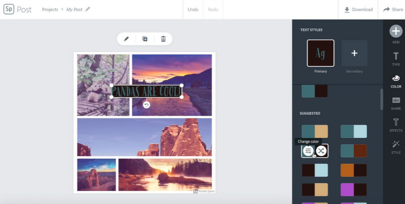 Adobe Spark でミームテキストを追加