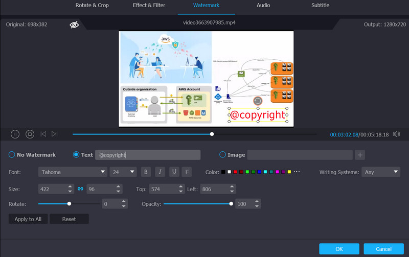 ウォーターマークを適用