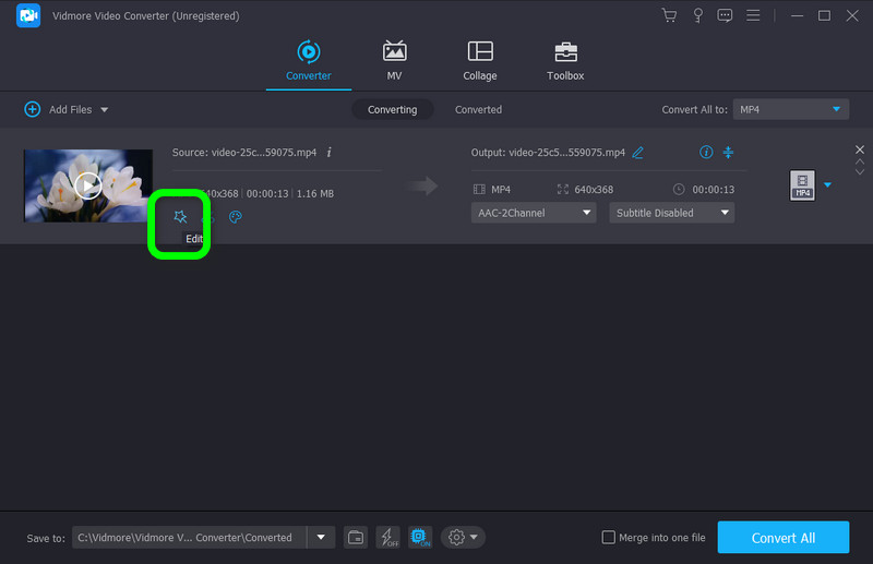 編集アイコンをクリック