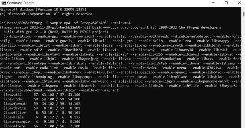 FFMPEG 動画クロップ