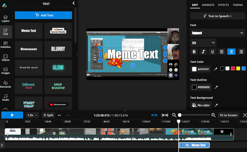 Kapwing テキスト追加